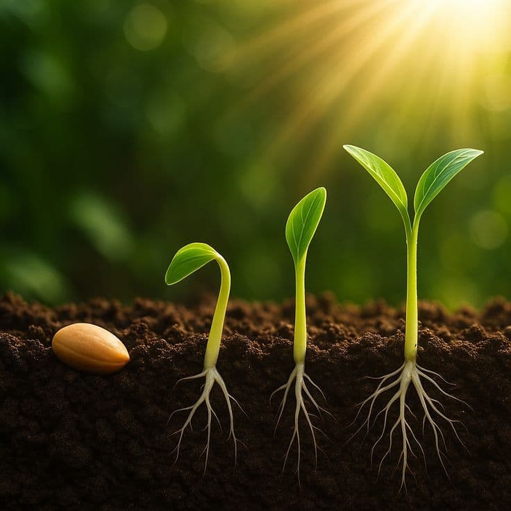 يدان ممسكتان ببرعم أخضر صغير